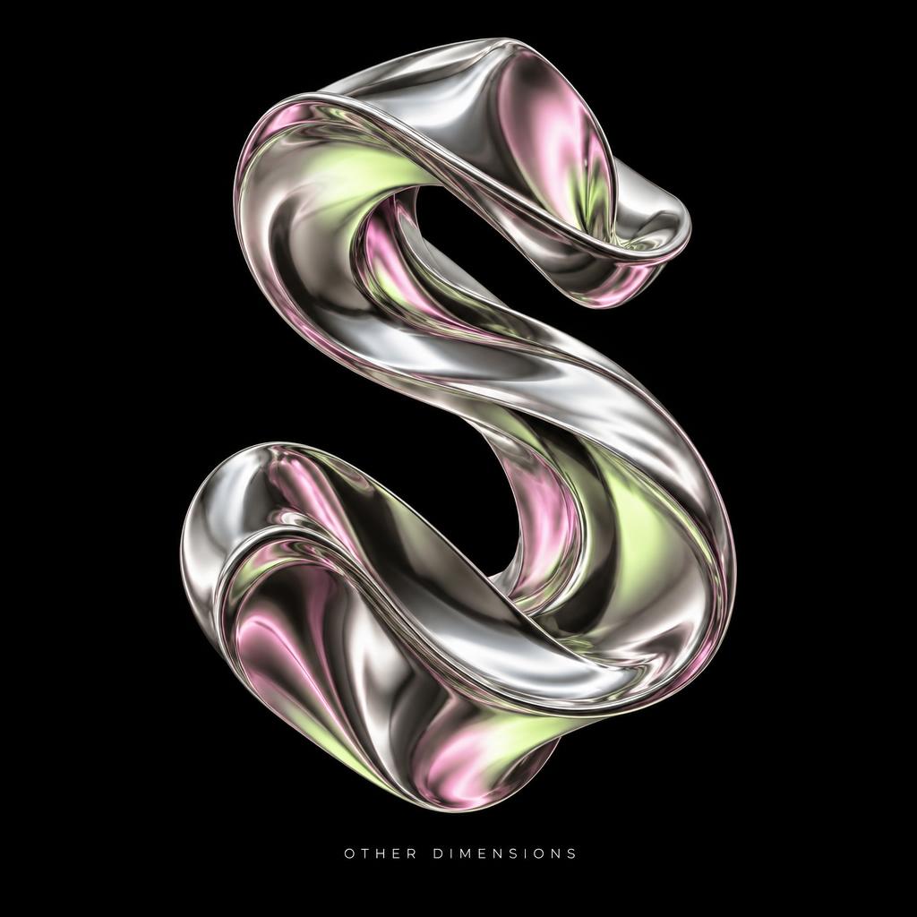 Experimental chrome ribbon typography poster